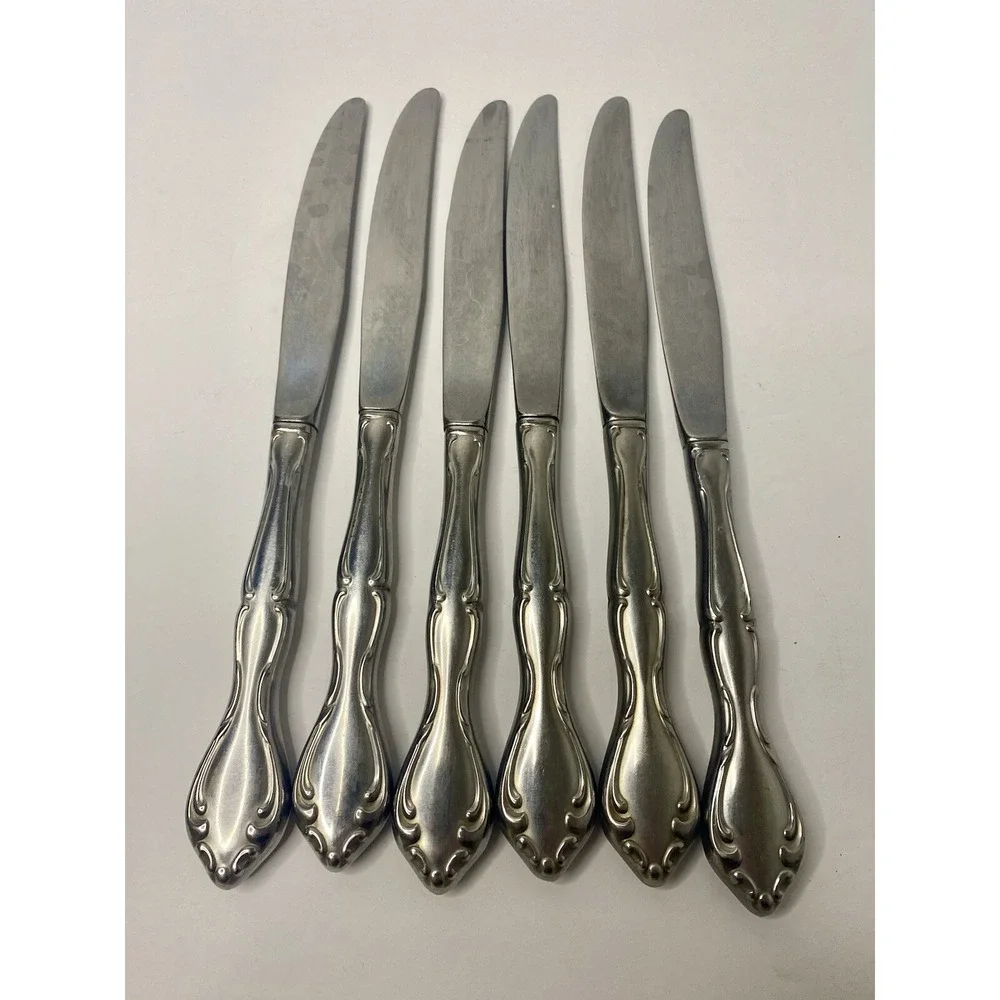 6 Dinner Knives Oneida CANTATA GLOSSY Stainless Flatware 9